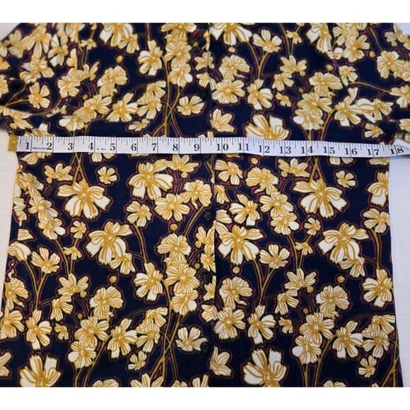 J Crew Caryn Cardigan Floral Yellow Black Red Medium F4734 FA16 Button Cotton - Picture 4 of 8